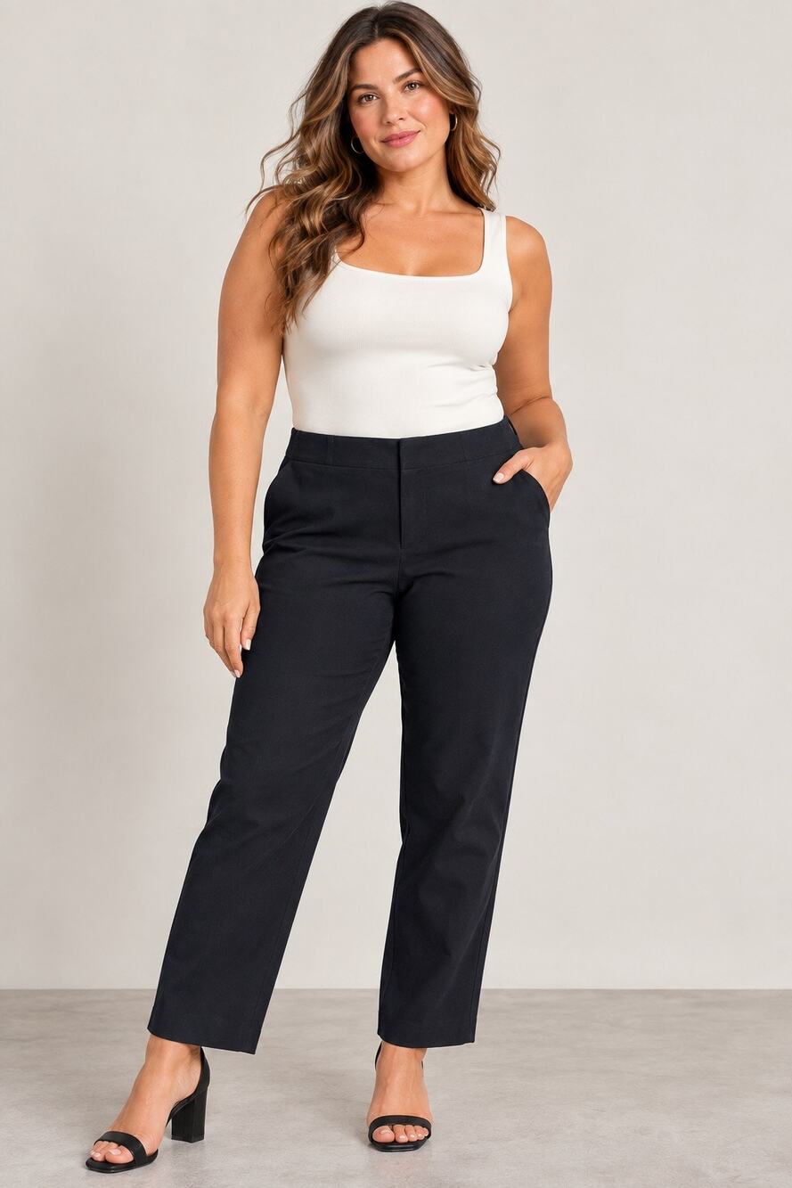 Lafayette 148 Lexington Pants Womens 16 Black Stretch Cotton Side Zip Cropped